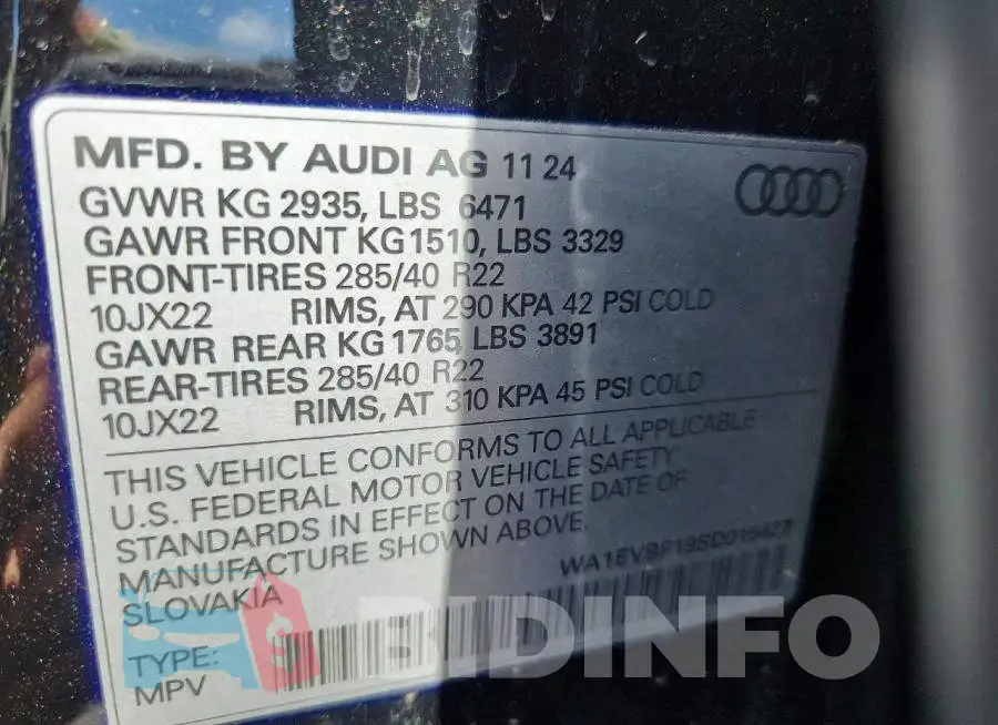 WA1EVBF19SD015427 Photo# 13