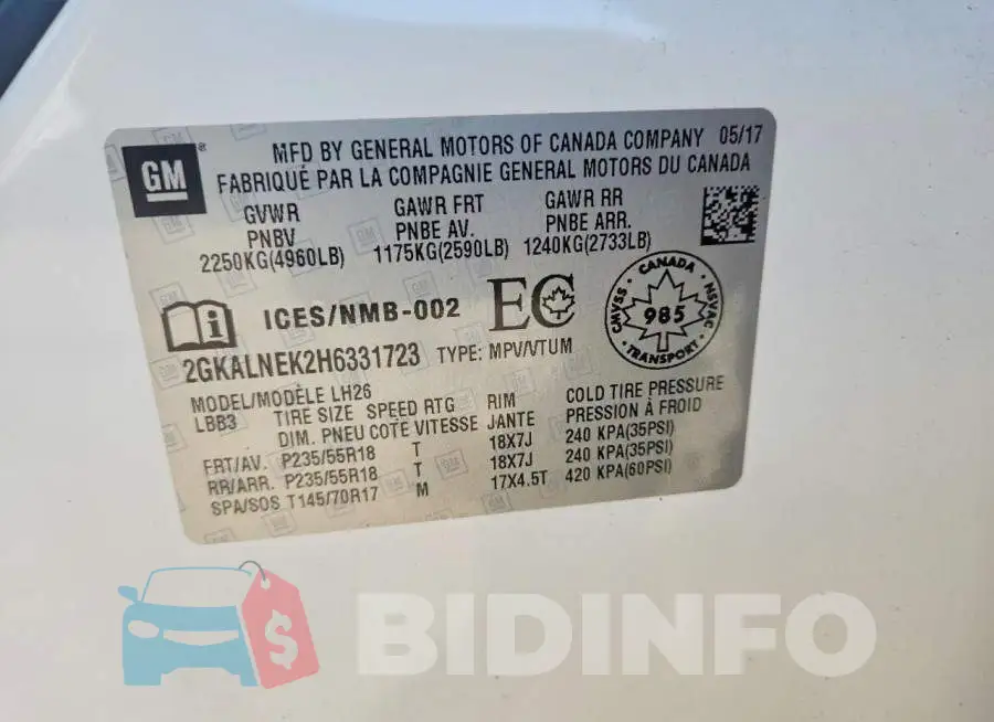 2GKALNEK2H6331723 Photo# 13