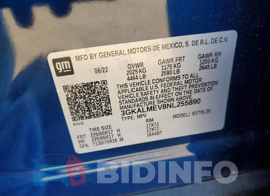 3GKALMEV8NL255890 Photo# 13