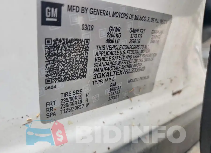 3GKALTEX7KL333549 Photo# 13