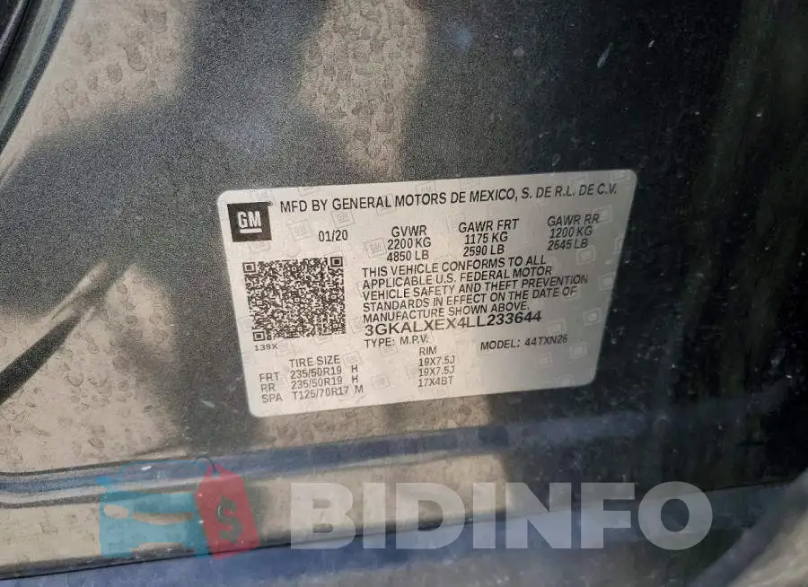 3GKALXEX4LL233644 Photo# 12