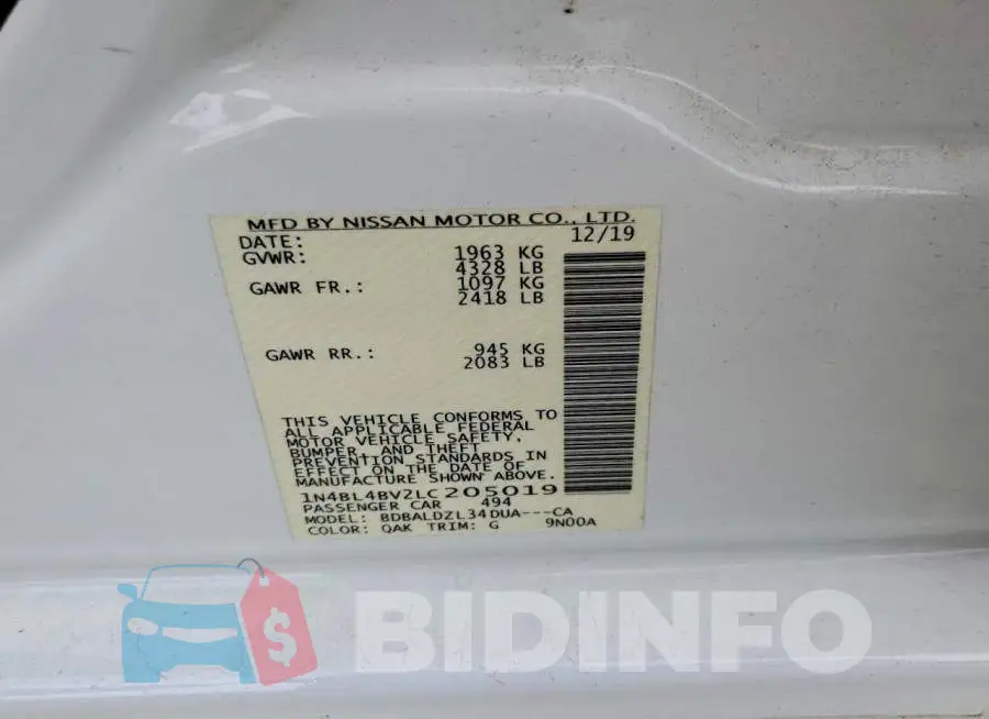 1N4BL4BV2LC205019 Photo# 12