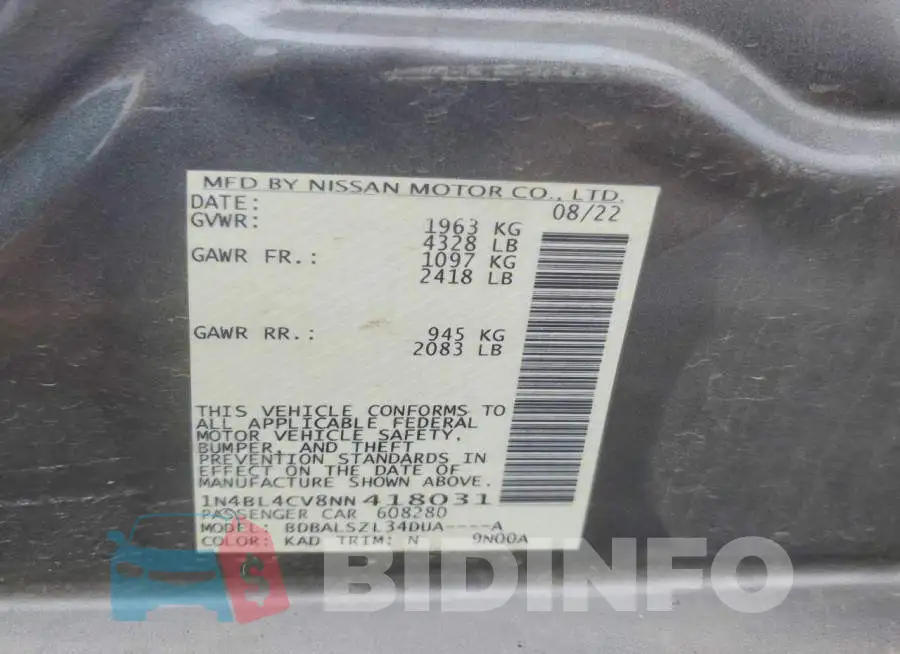 1N4BL4CV8NN418031 Photo# 12