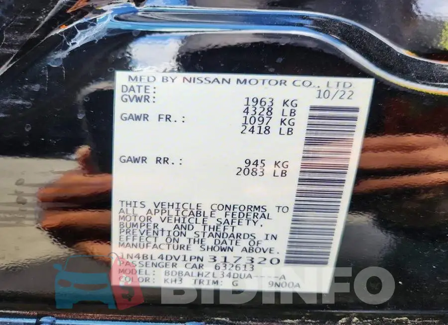 1N4BL4DV1PN317320 Photo# 13