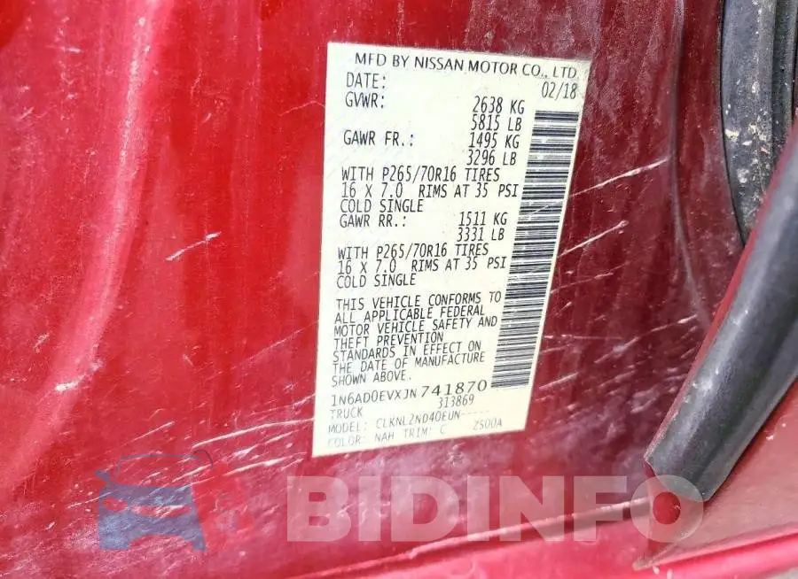 1N6AD0EVXJN741870 Photo# 12