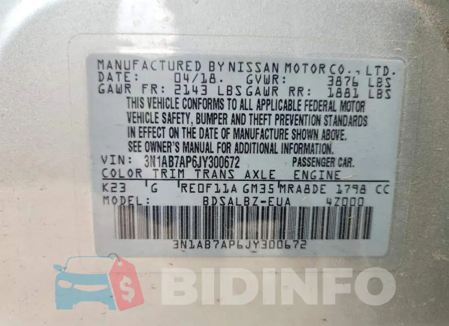 3N1AB7AP6JY300672 Photo# 13