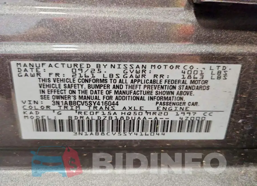 3N1AB8CV5SY416044 Photo# 13
