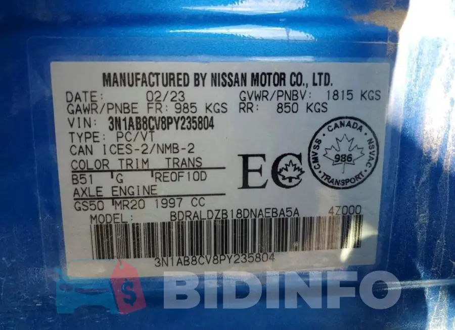 3N1AB8CV8PY235804 Photo# 12