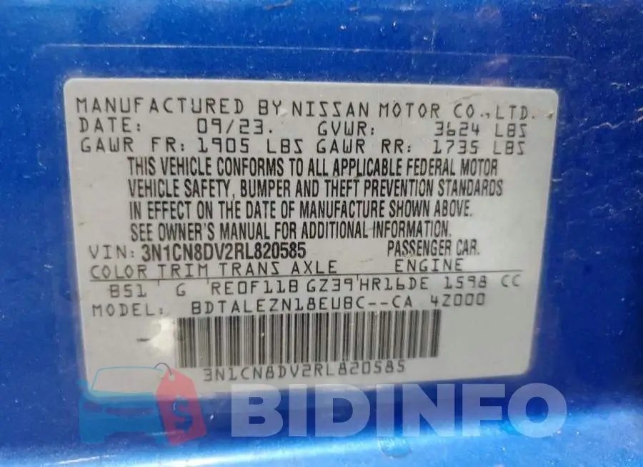 3N1CN8DV2RL820585 Photo# 13