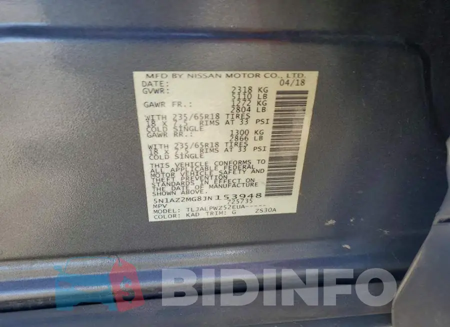 5N1AZ2MG8JN153948 Photo# 12
