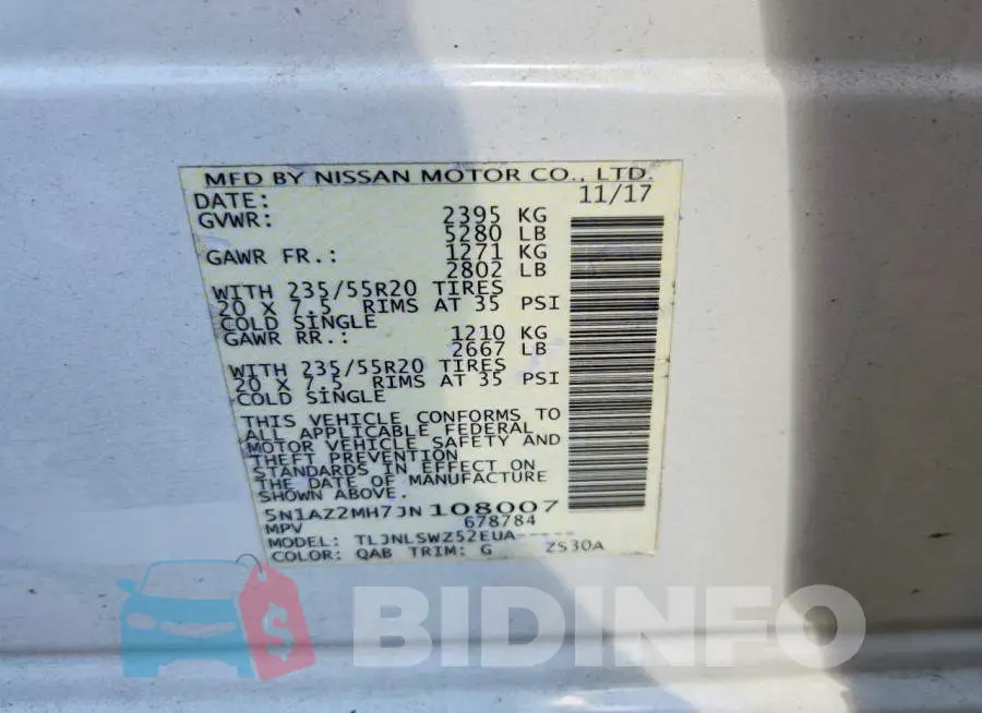 5N1AZ2MH7JN108007 Photo# 14