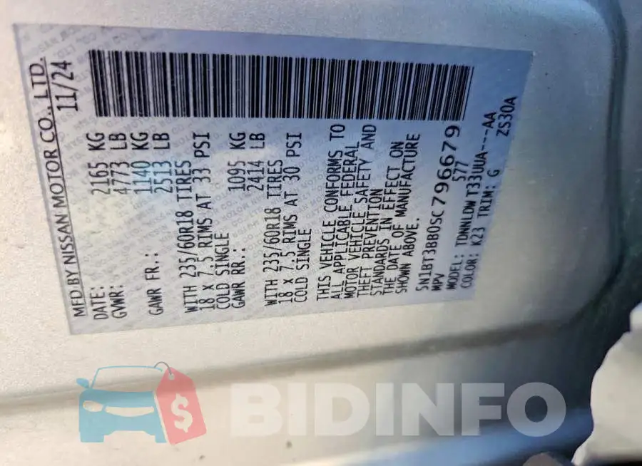 5N1BT3BB0SC796679 Photo# 13