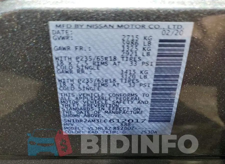 5N1DR2AM3LC612017 Photo# 13