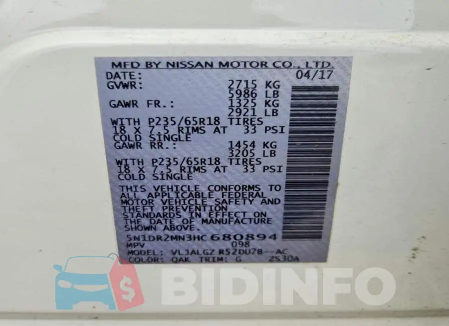 5N1DR2MN3HC680894 Photo# 13