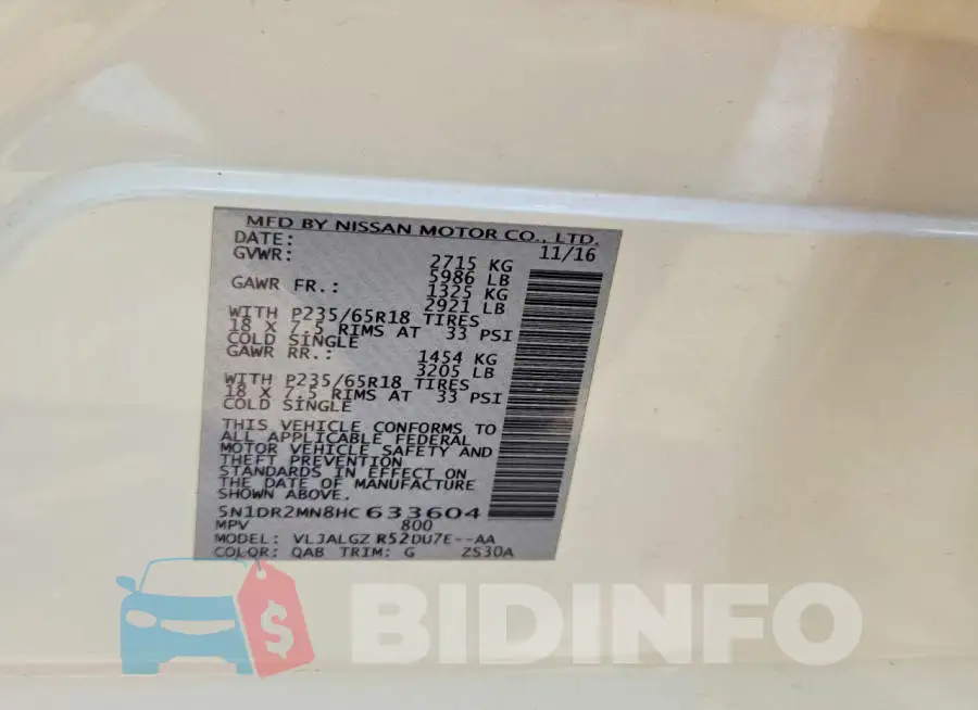 5N1DR2MN8HC633604 Photo# 13