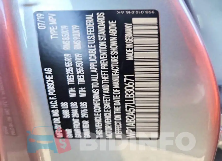 WP1AB2A57LLB30671 Photo# 13