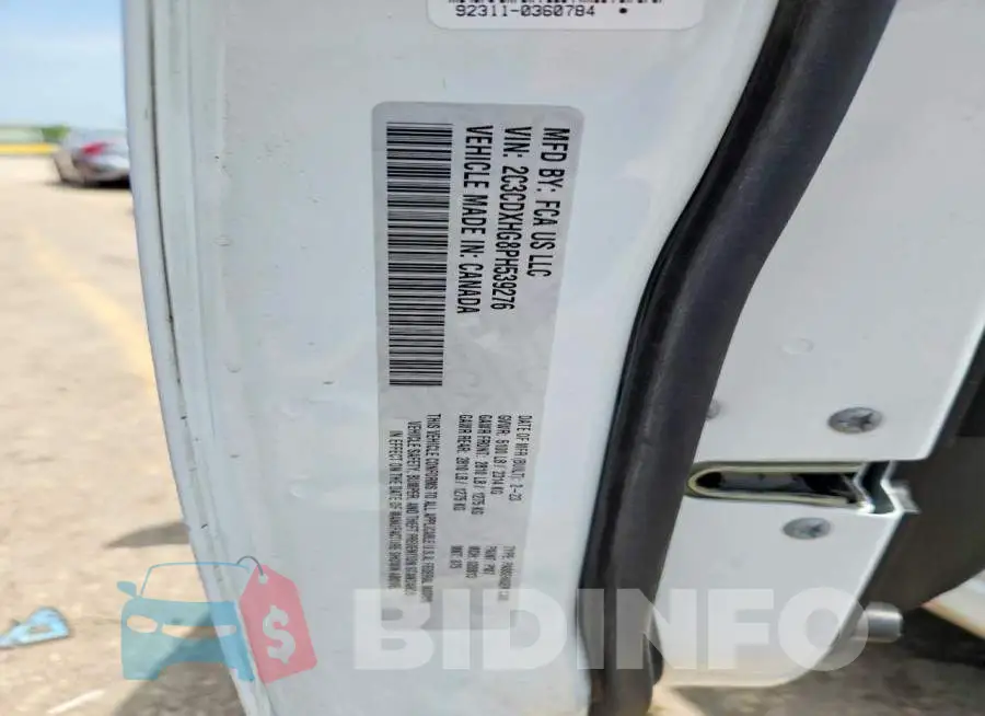 2C3CDXHG8PH539276 Photo# 12