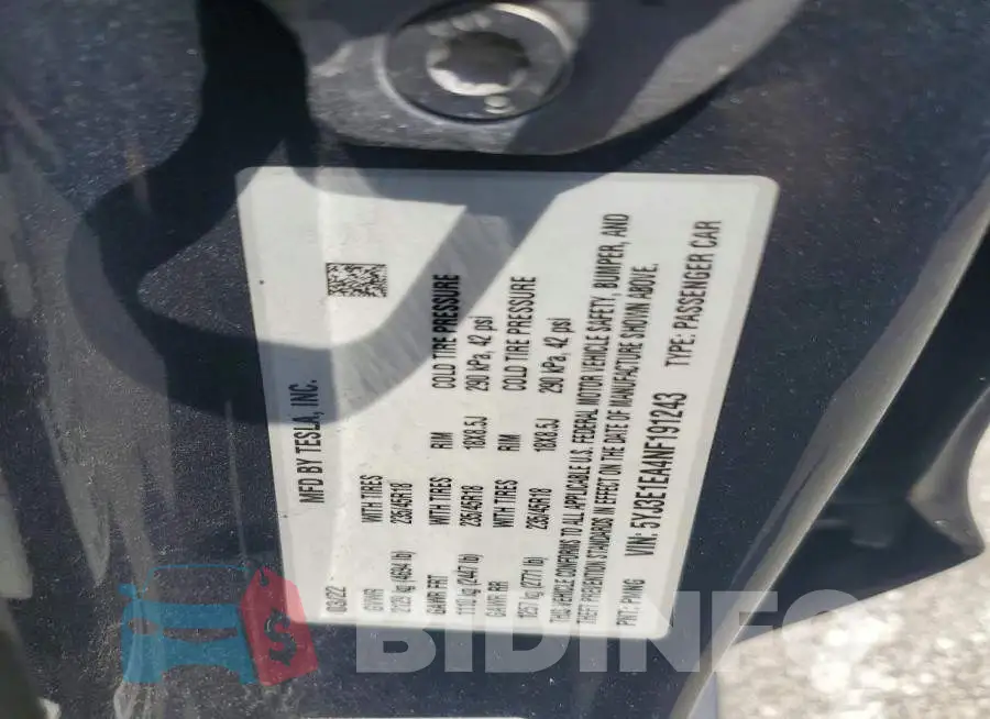 5YJ3E1EA4NF191243 Photo# 12