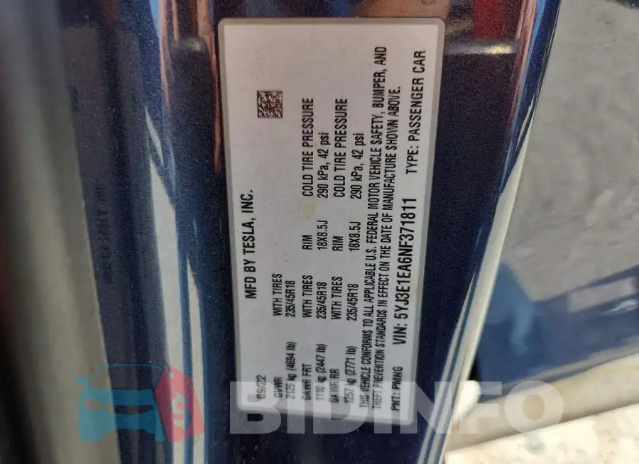 5YJ3E1EA6NF371811 Photo# 12