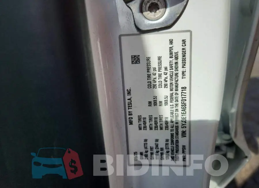 5YJ3E1EA6SF017718 Photo# 12