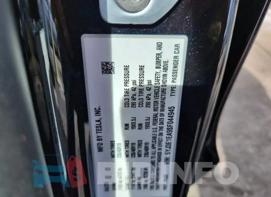5YJ3E1EA9SF044945 Photo# 12