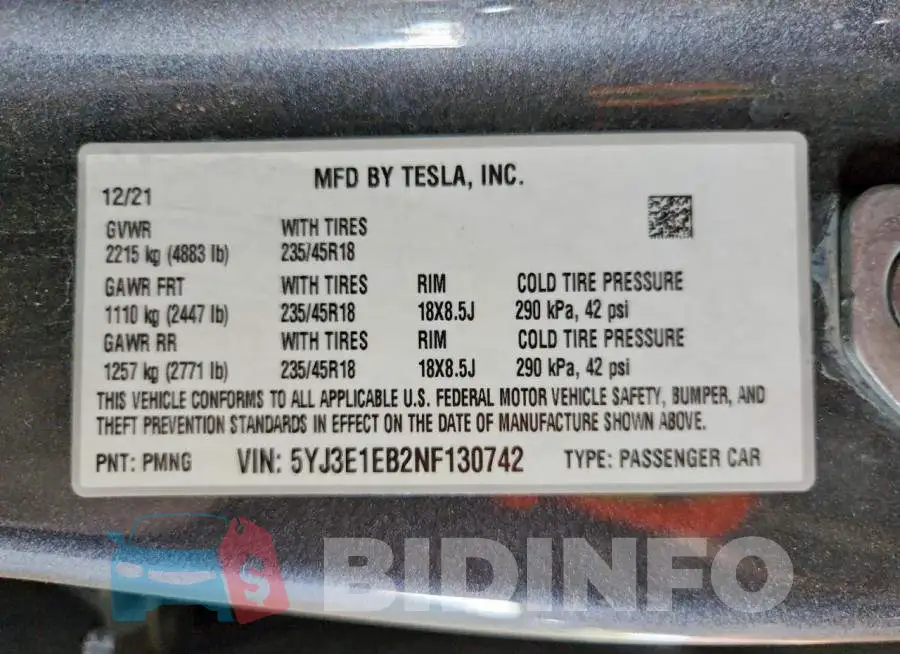 5YJ3E1EB2NF130742 Photo# 12