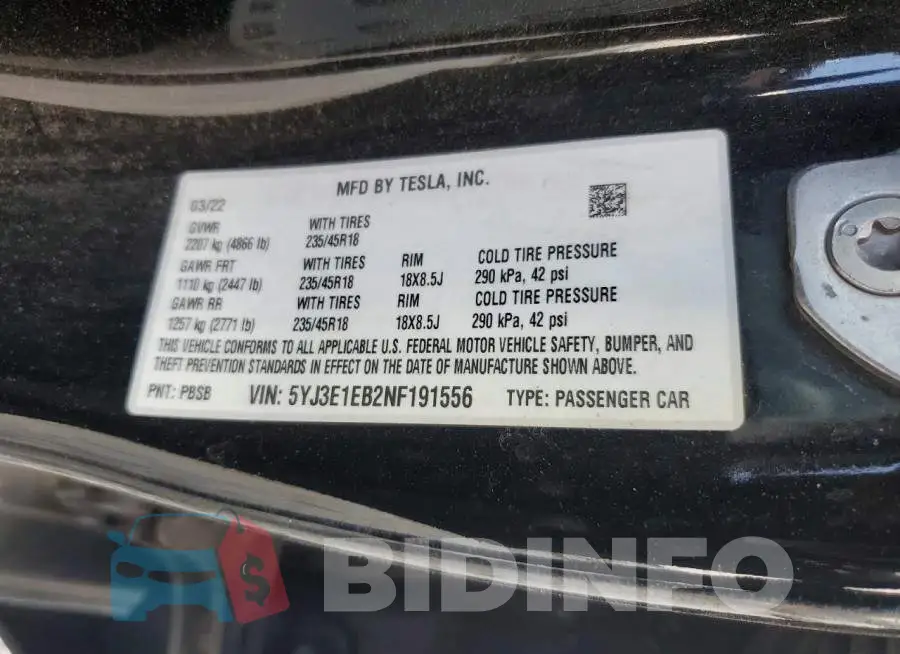 5YJ3E1EB2NF191556 Photo# 12