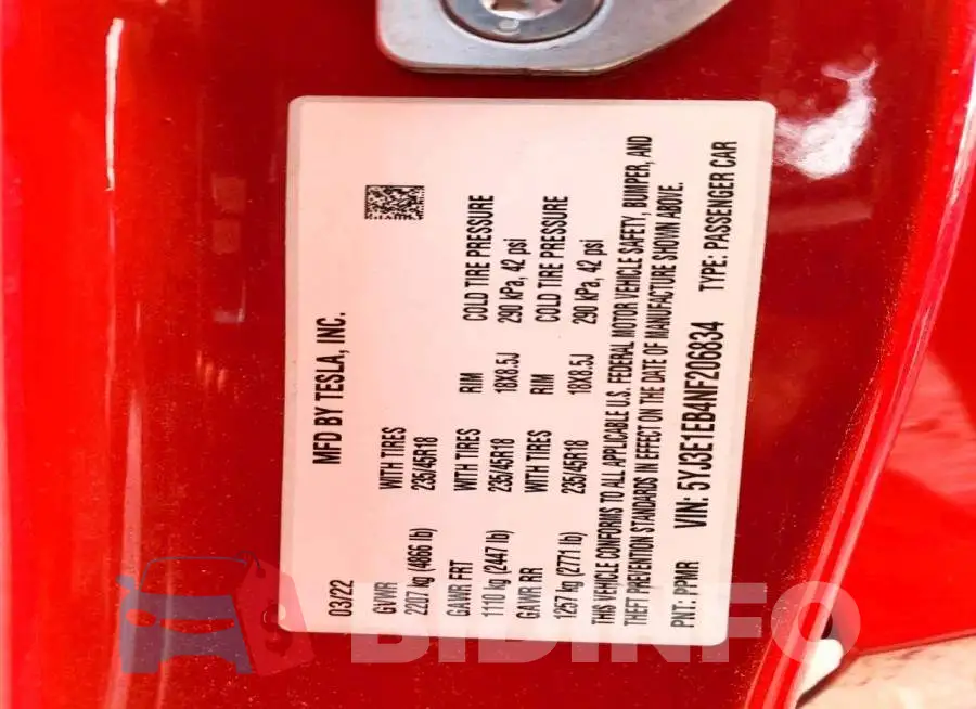 5YJ3E1EB4NF206834 Photo# 13