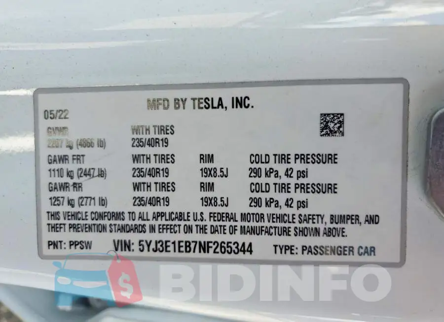 5YJ3E1EB7NF265344 Photo# 12
