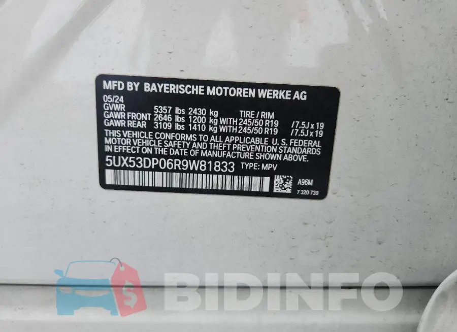 5UX53DP06R9W81833 Photo# 13