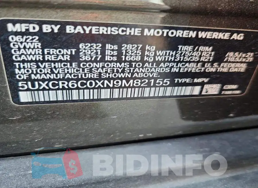 5UXCR6C0XN9M82155 Photo# 13