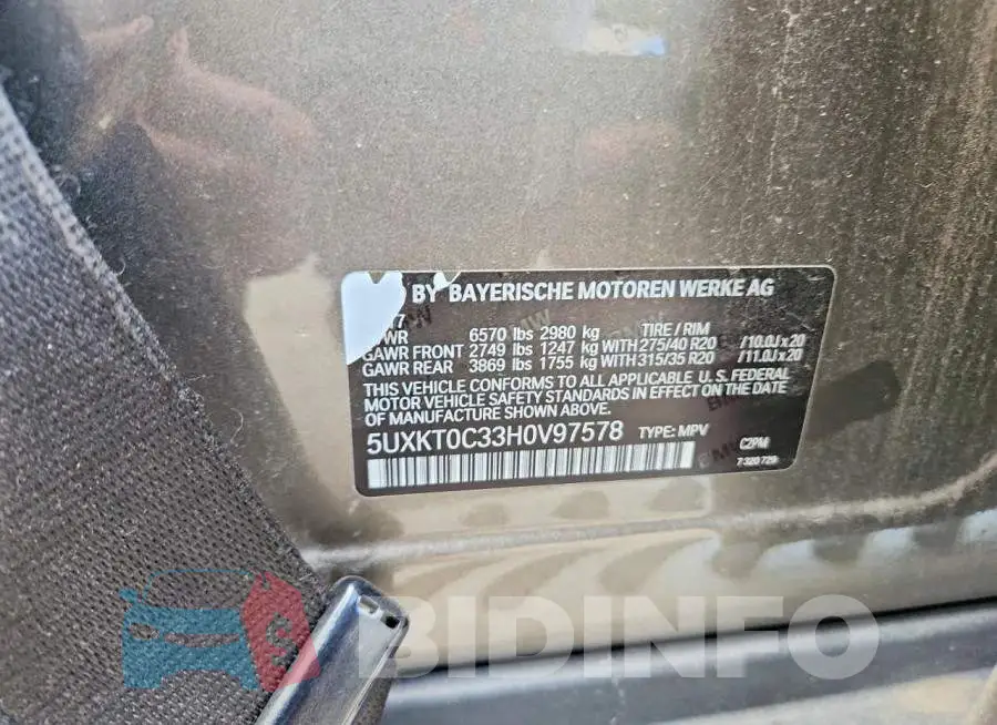 5UXKT0C33H0V97578 Photo# 13