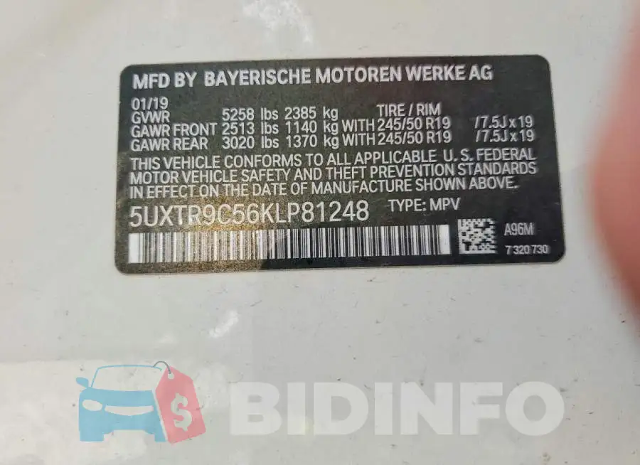 5UXTR9C56KLP81248 Photo# 13