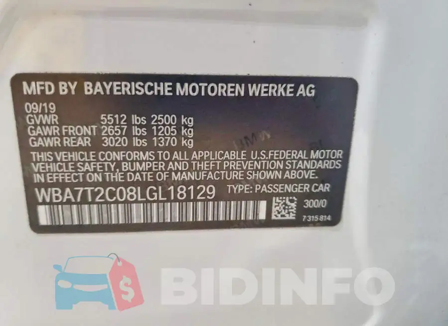 WBA7T2C08LGL18129 Photo# 12