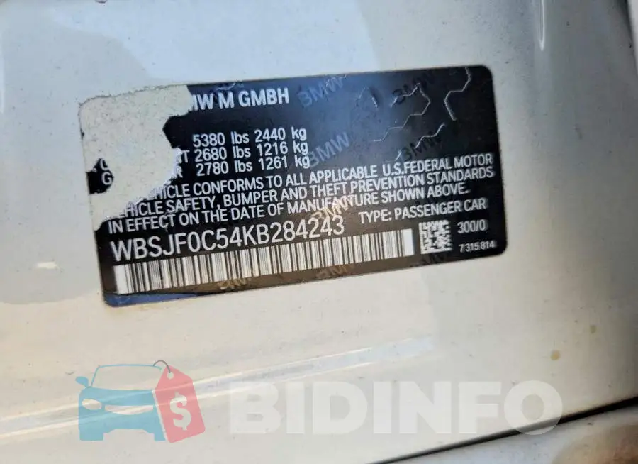 WBSJF0C54KB284243 Photo# 12