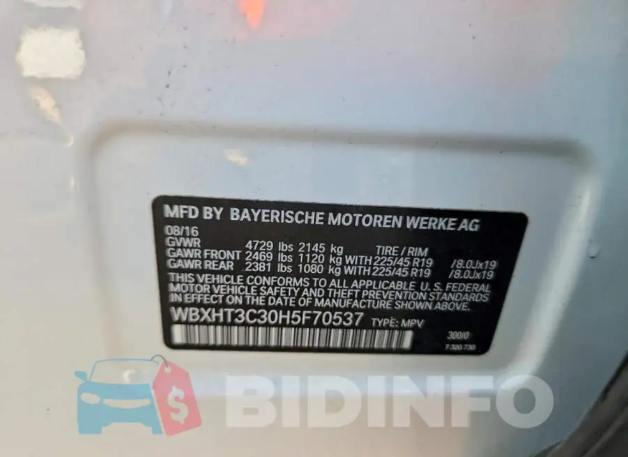 WBXHT3C30H5F70537 Photo# 13