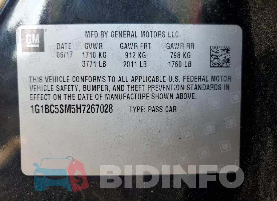 1G1BC5SM5H7267028 Photo# 12