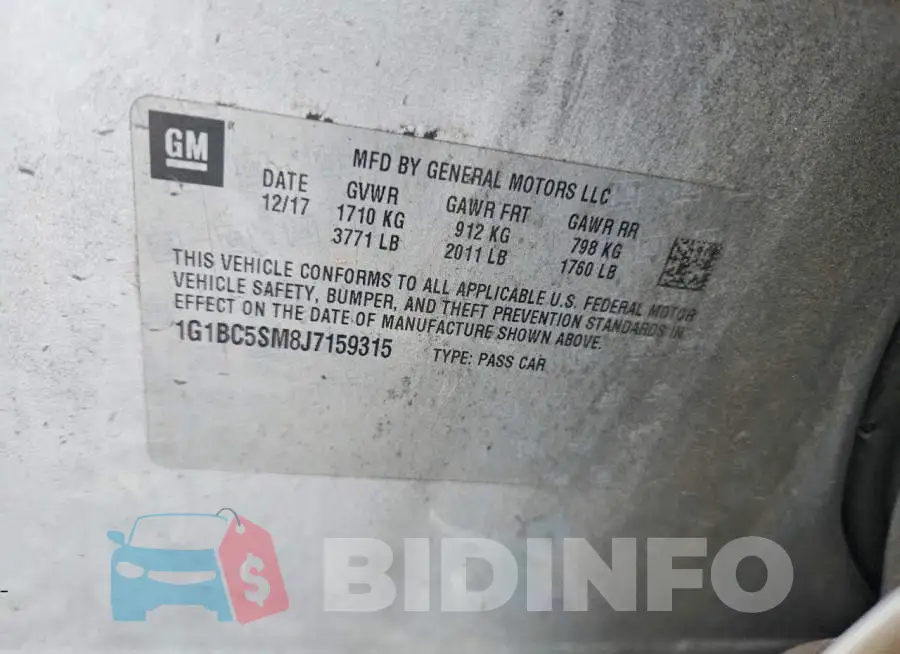 1G1BC5SM8J7159315 Photo# 12