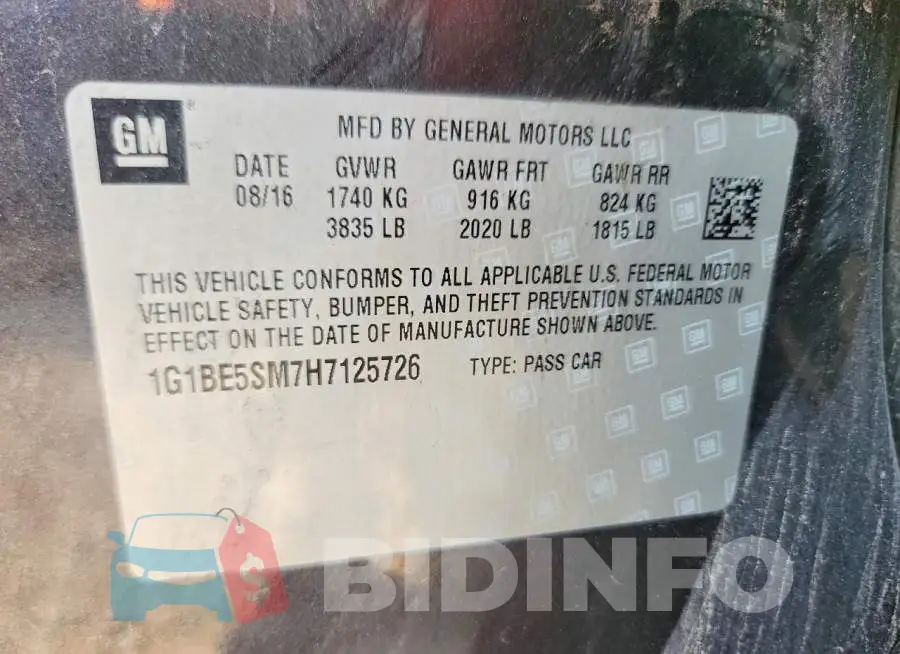 1G1BE5SM7H7125726 Photo# 13