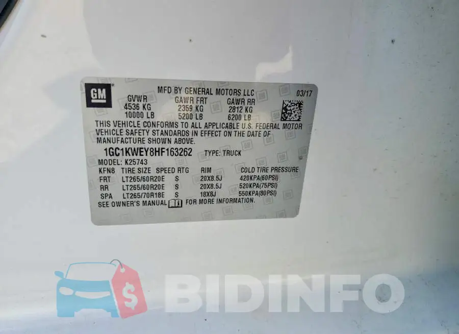 1GC1KWEY8HF163262 Photo# 12
