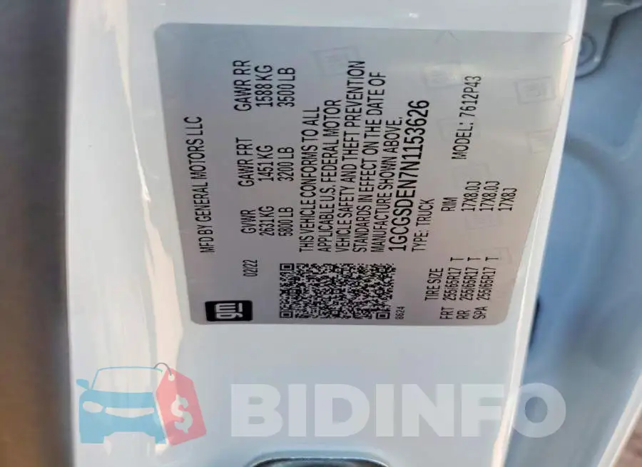 1GCGSDEN7N1153626 Photo# 12