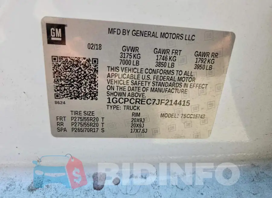 1GCPCREC7JF214415 Photo# 12