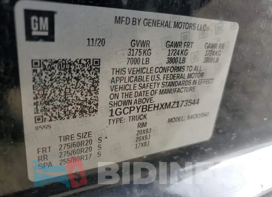 1GCPYBEHXMZ173544 Photo# 12