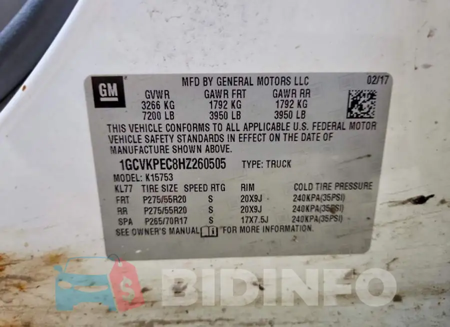 1GCVKPEC8HZ260505 Photo# 12