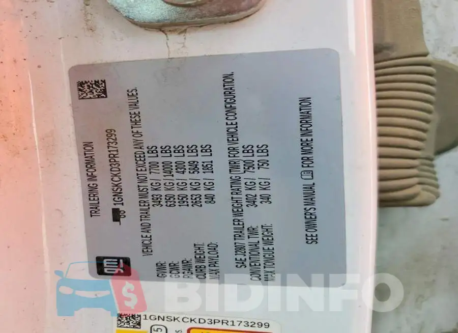1GNSKCKD3PR173299 Photo# 13