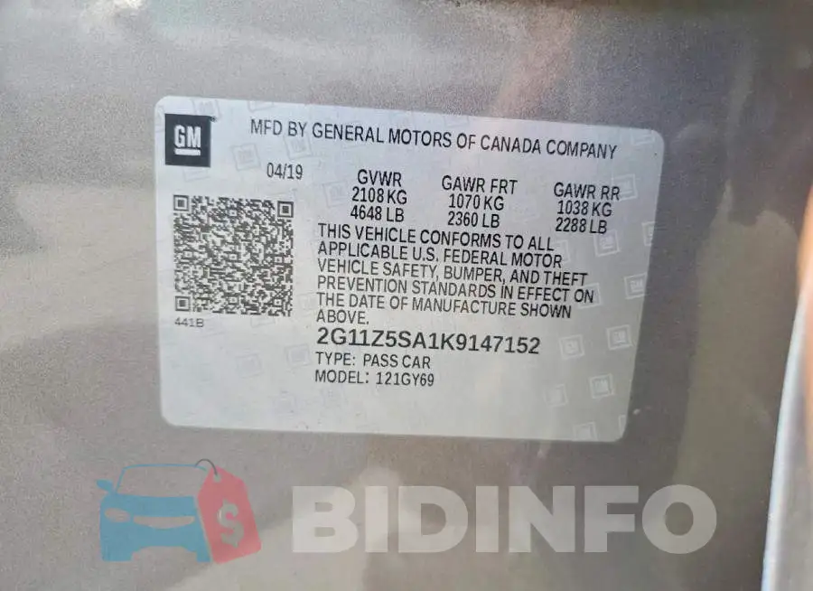 2G11Z5SA1K9147152 Photo# 12