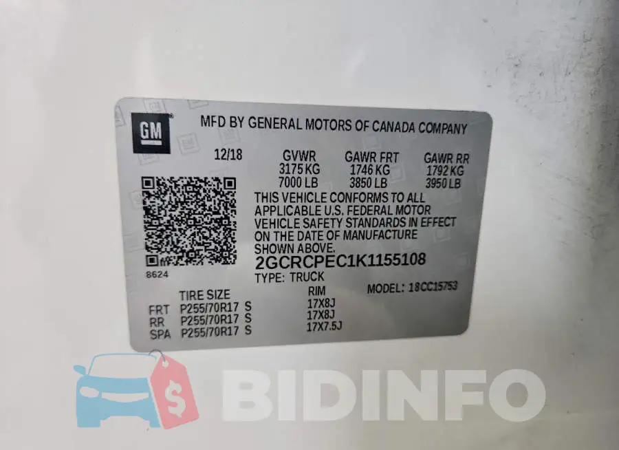 2GCRCPEC1K1155108 Photo# 12