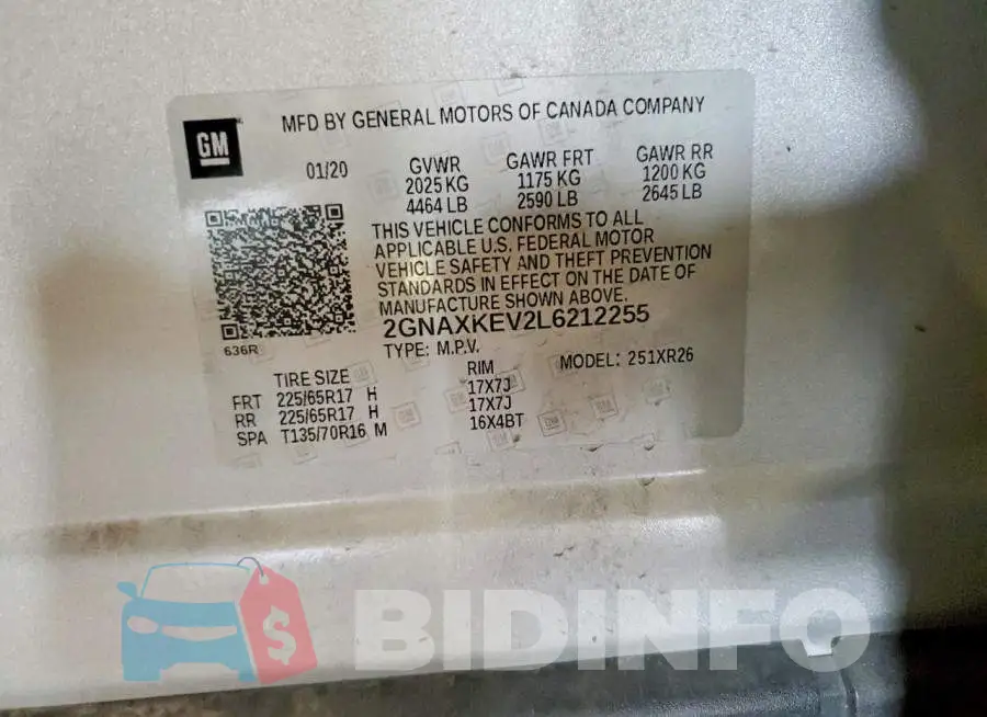 2GNAXKEV2L6212255 Photo# 13