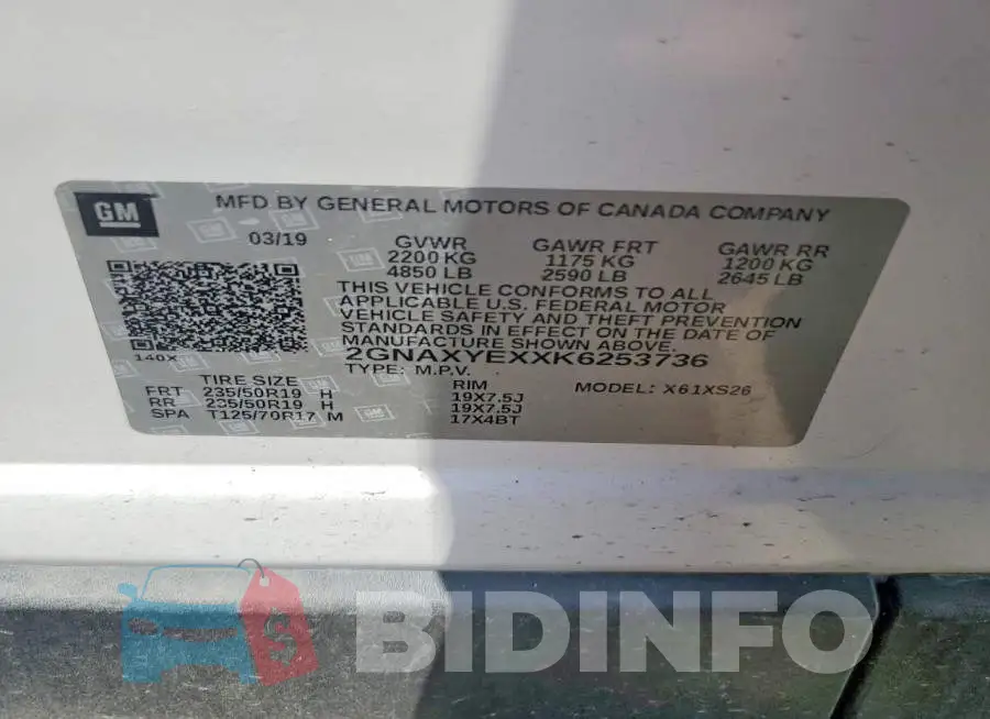 2GNAXYEXXK6253736 Photo# 13