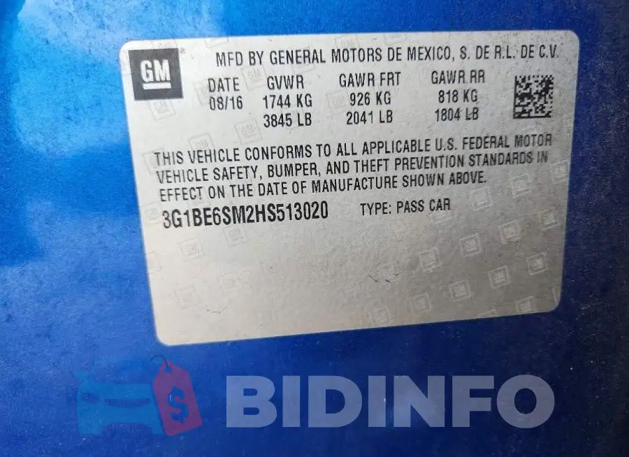 3G1BE6SM2HS513020 Photo# 12